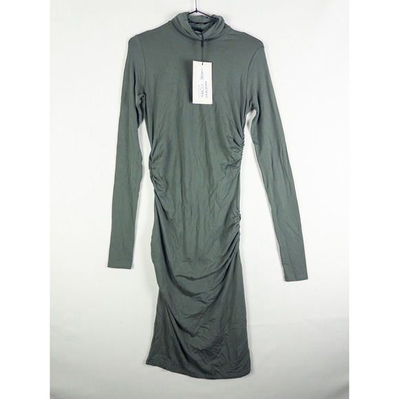Marcella NYC Dresses & Skirts - Marcella NYC Phoebe Tencel Ruched Midi Dress Womens S Slate Grey Minimalist